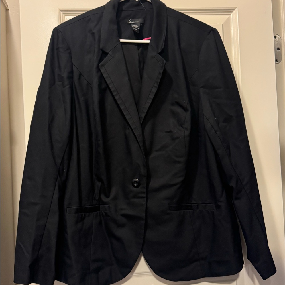 Lane Bryant Black Notch-Lapel Single-Button Blazer